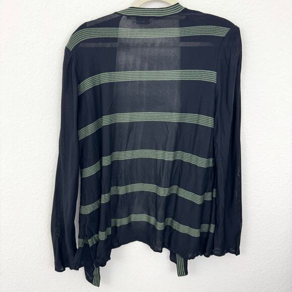 Exclsuively Misook Women Knit Open Cardigan Measures L Stripe Lightweight Green - Picture 3 of 5